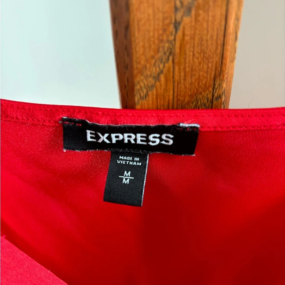 Express Medium Red Satin V Neck Slip Dress Valentines - Picture 4 of 5